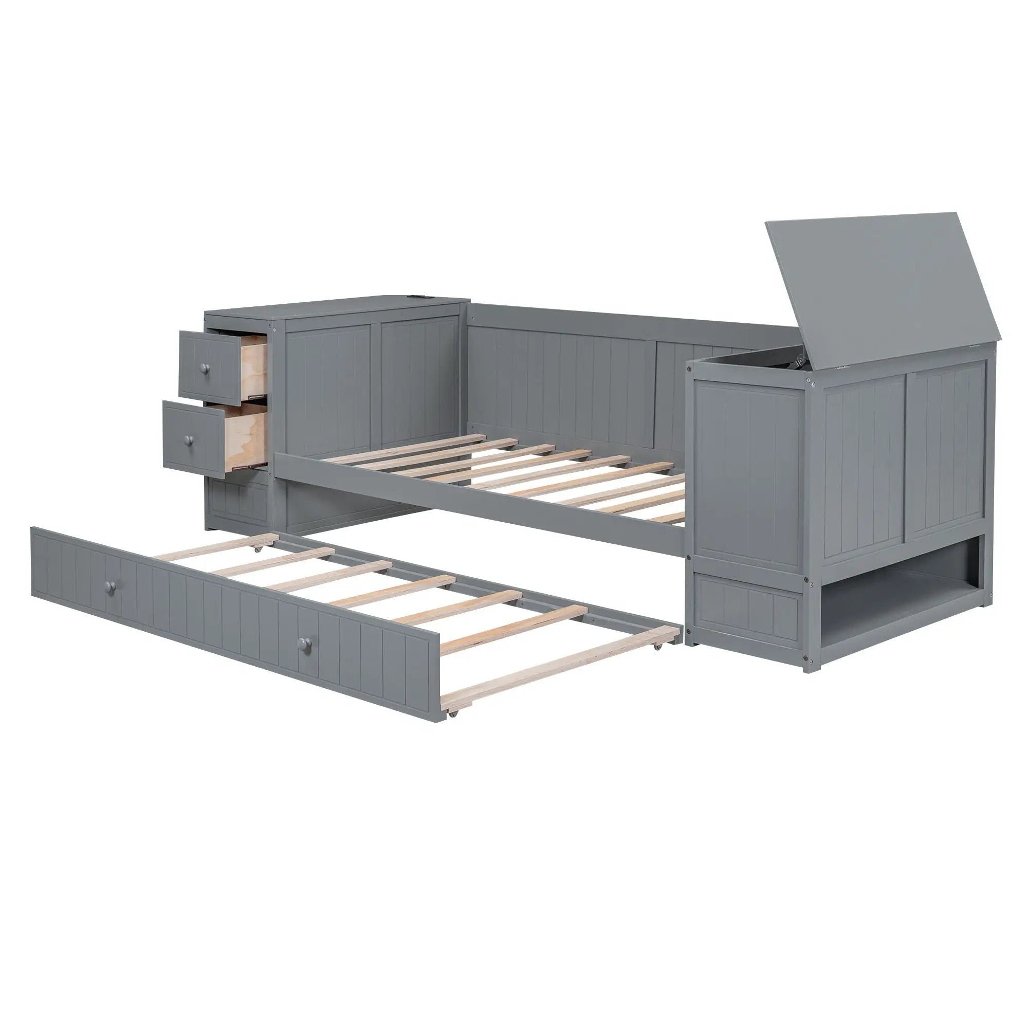 Daybed With Storage Arms, Trundle And Charging Station by Unique Piece Furniture