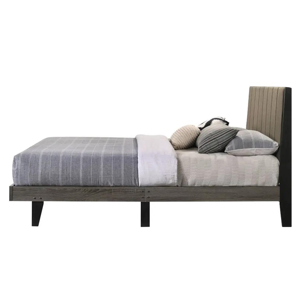 Valdemar - Queen Bed - Brown Fabric & Weathered Gray by Unique Piece Furniture