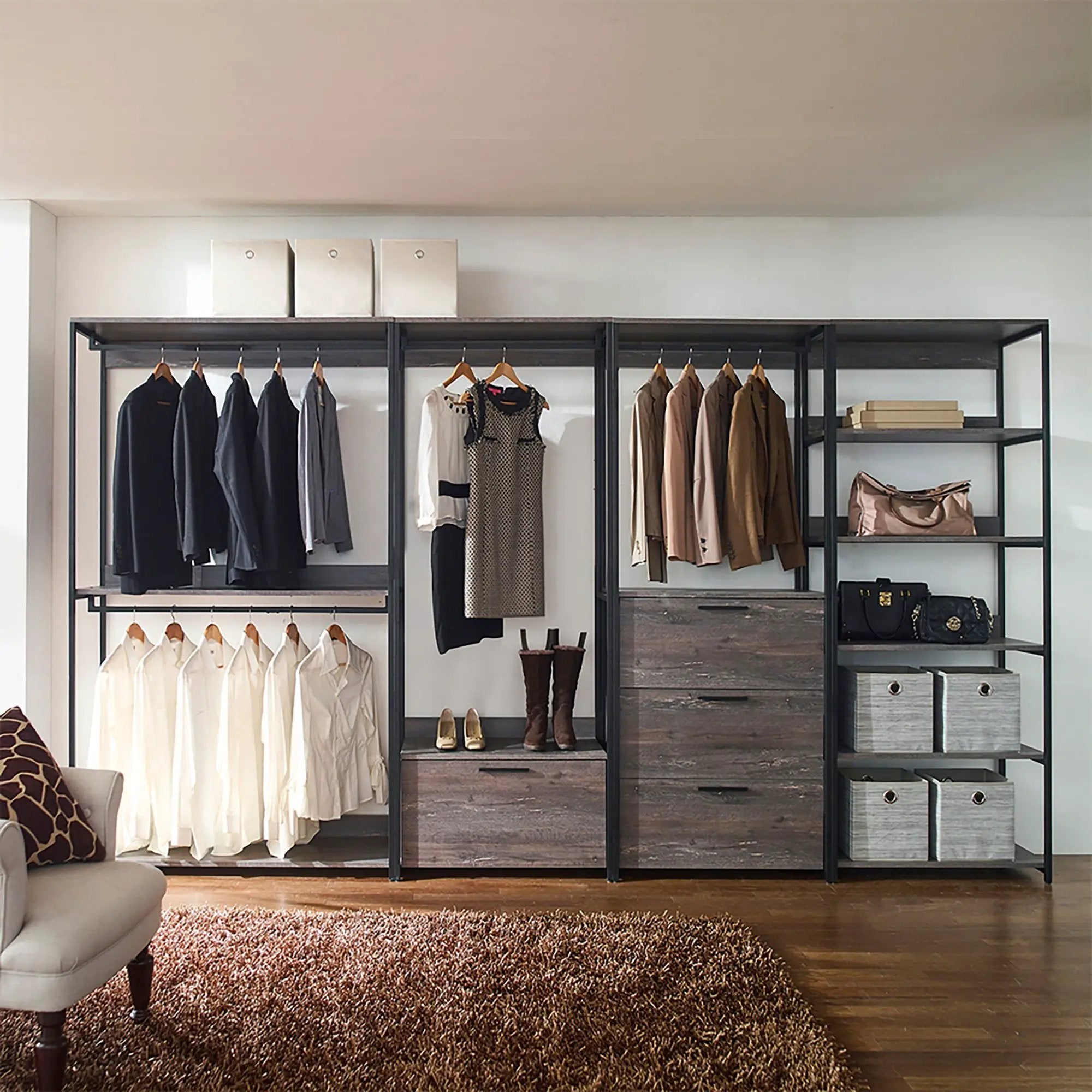 Monica - And Walk-In Closet With 5 Shelves Construction - Gray by HouseOfZazla