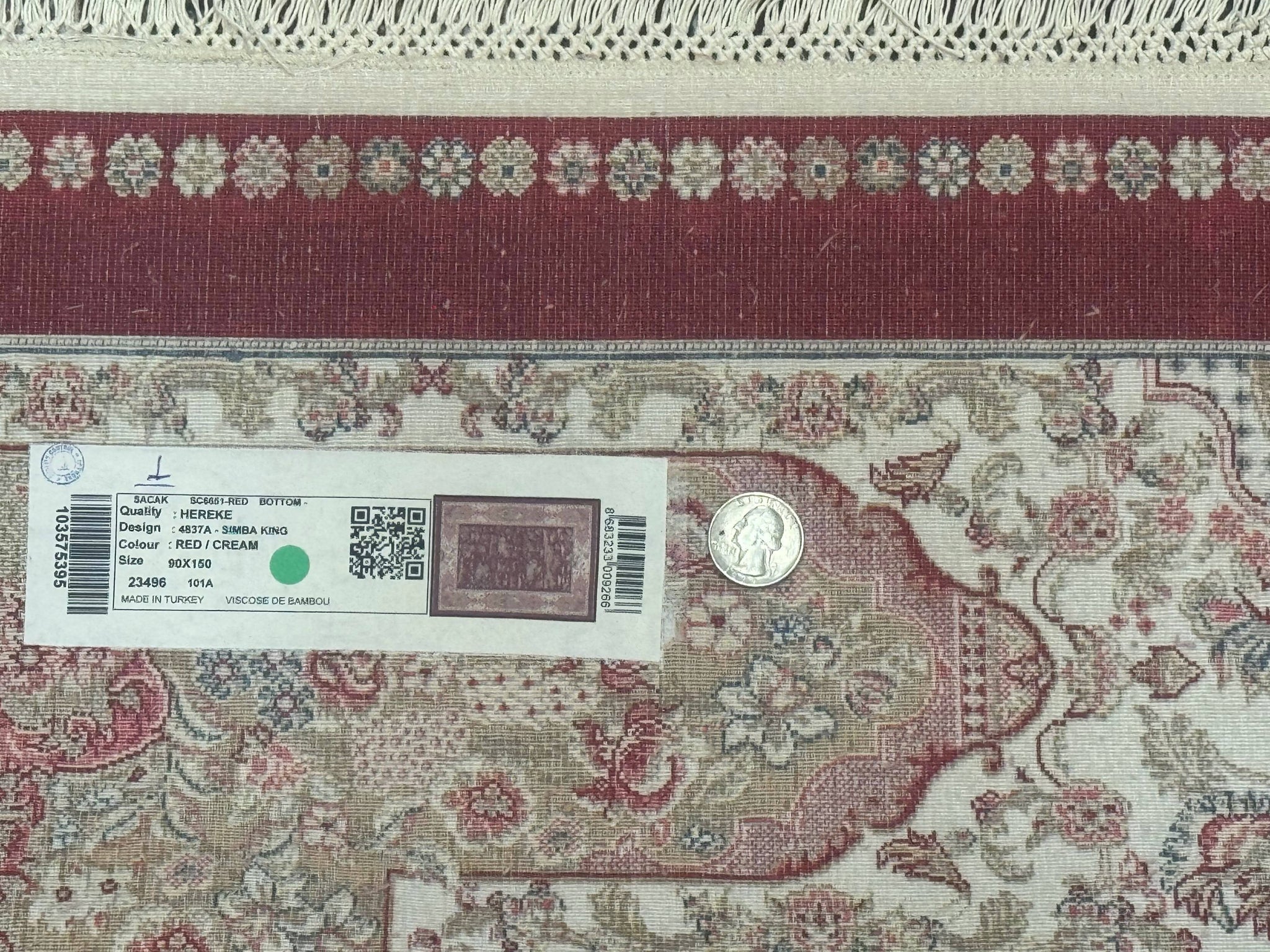 Turkish Silk Rug 3x5, Hunting Design, Dark Red & Ivory, Bamboo Silk, New by Jewel Rugs