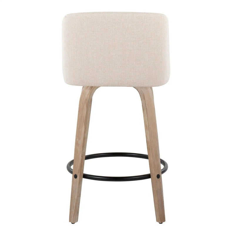 Toriano - Contemporary Fixed-Height Counter Stool & Swivel With Round Footrest (Set of 2) by Unique Piece Furniture