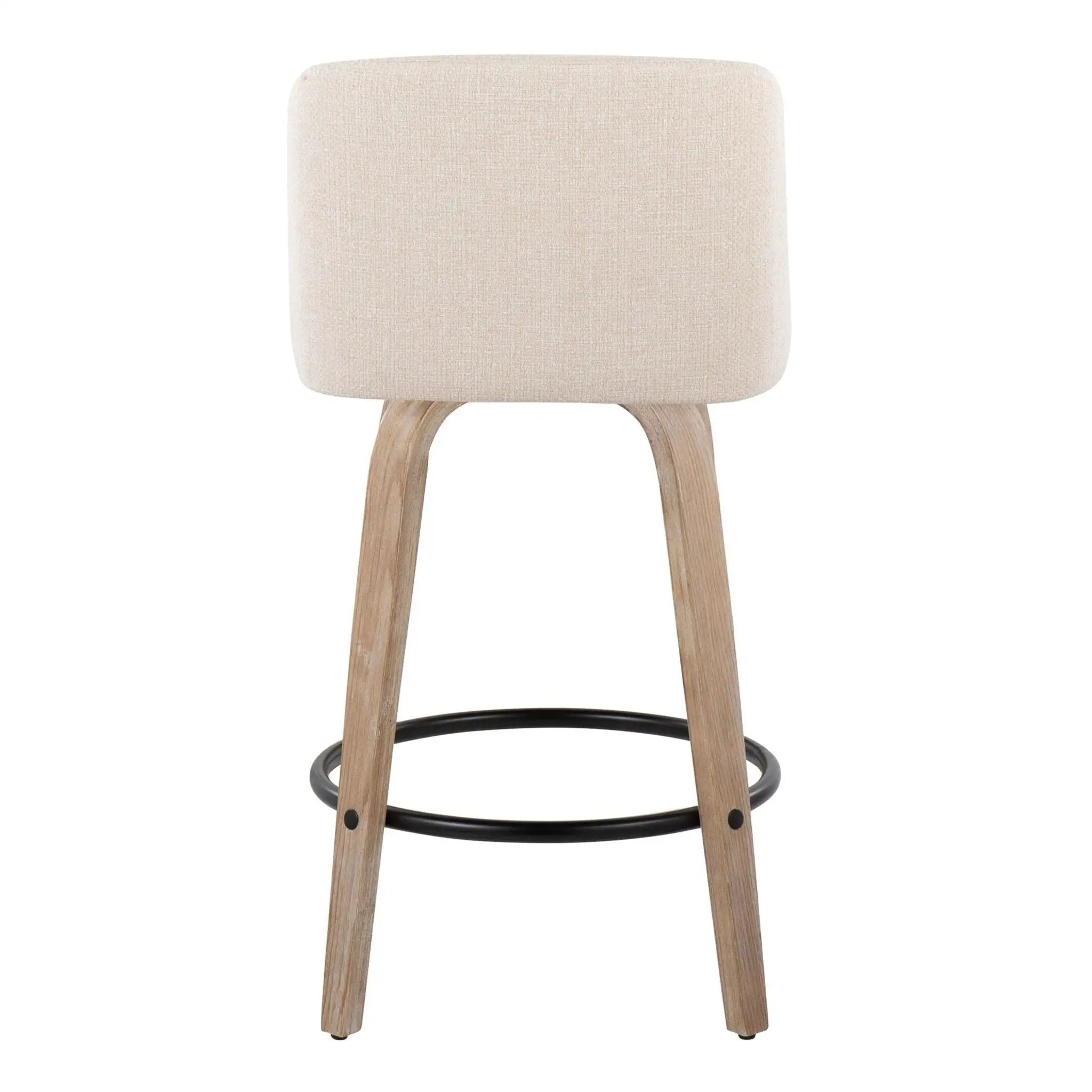 Toriano - Contemporary Fixed-Height Counter Stool & Swivel With Round Footrest (Set of 2) by HouseOfZazla