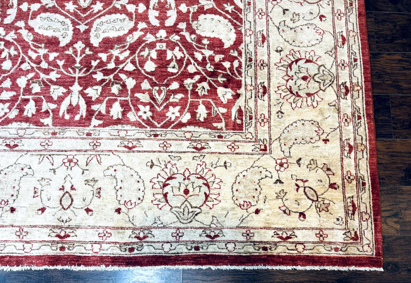 Pakistani Chobi Rug 8x10, Red, Handmade by Jewel Rugs
