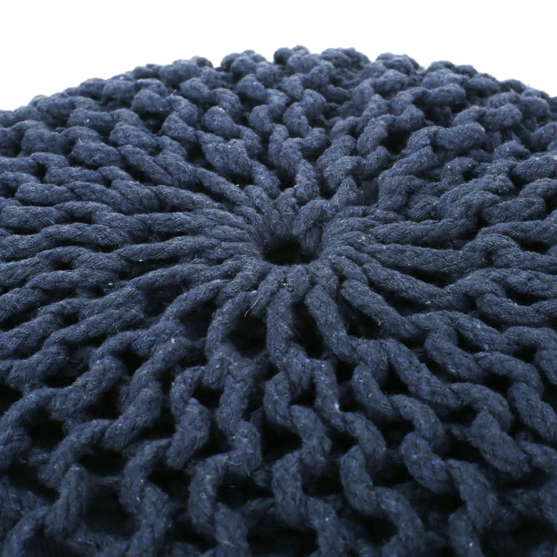 Bordeaux Knitted Cotton Round Pouf Ottoman Floor Cushion by HouseOfZazla