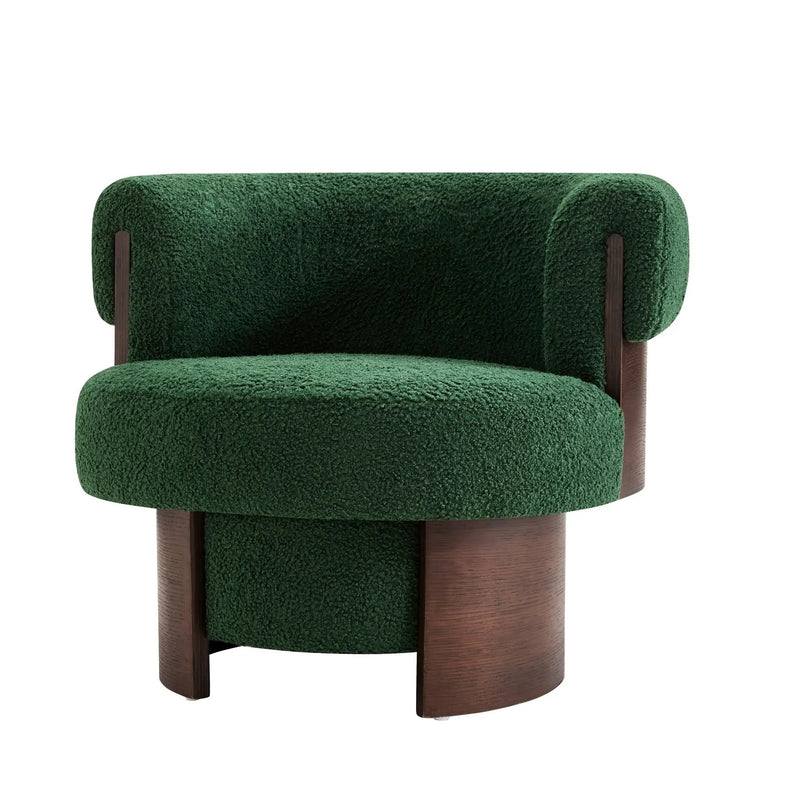 Modern 32" Wide Curved Sculptural Swivel Barrel Chair by HouseOfZazla
