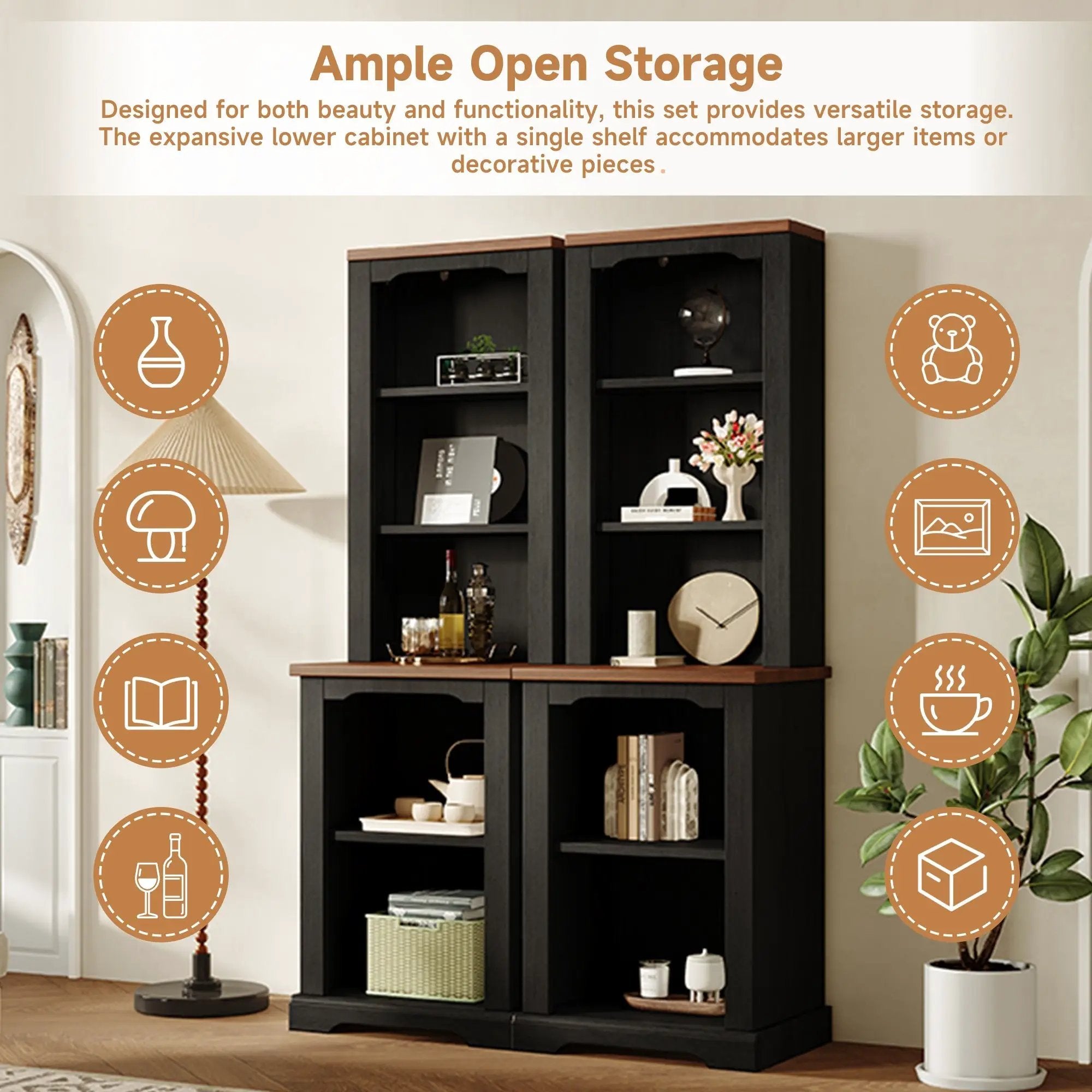ON-TREND Two-Piece Elegant Freestanding Tall Cabinet by HouseOfZazla