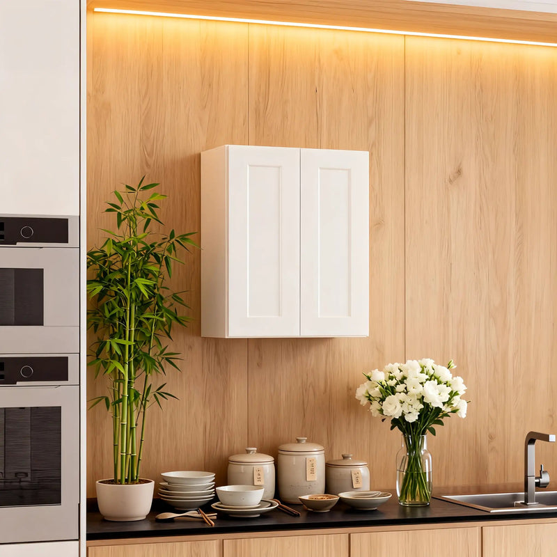 White Shaker Solid Wood Wall Cabinet with Soft-Close Doors by HouseOfZazla