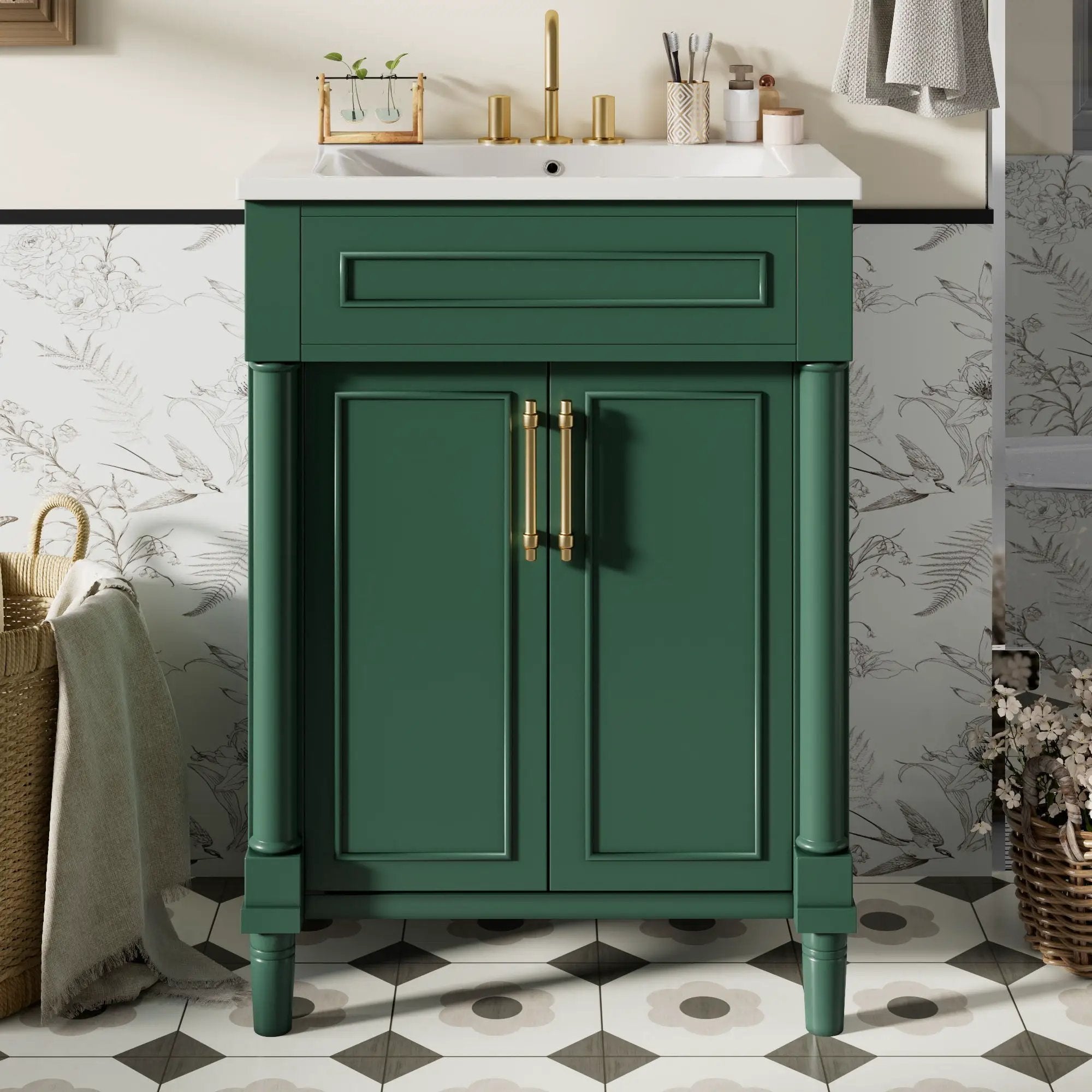 Bathroom Vanity With Integrated Sink, 2 Door Cabinet, Single Sink For Small To Medium Bathrooms by Unique Piece Furniture