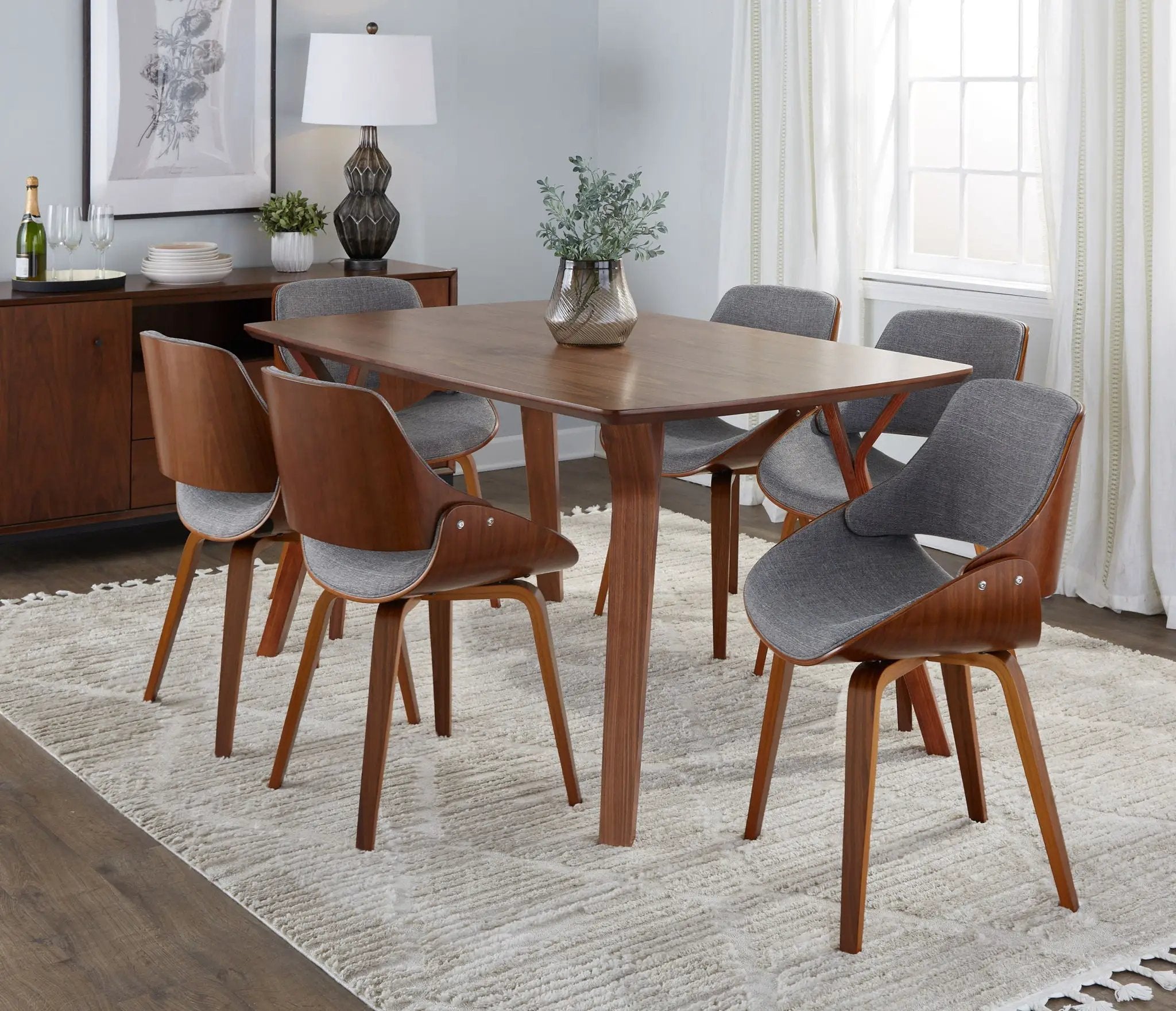 Folia Fabrizzi - 7 Piece Mid Century Modern Dining Set by HouseOfZazla