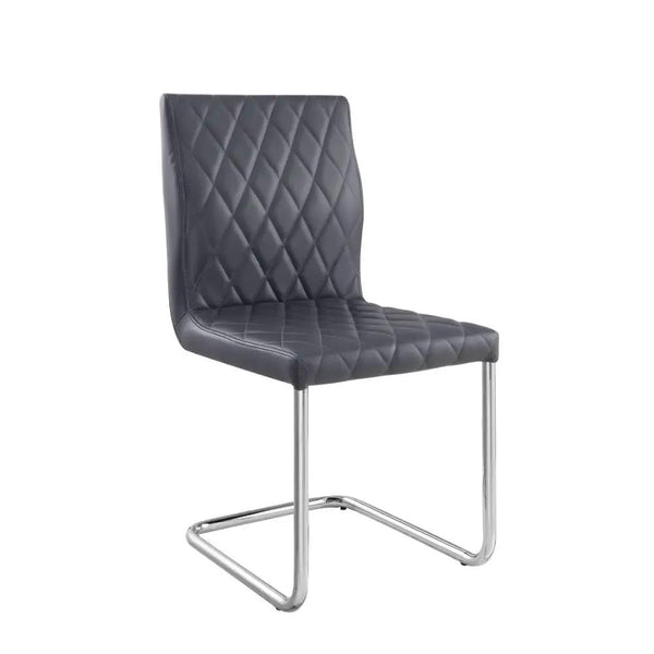 Ansonia - Chaise d'appoint (Lot de 2) - Cuir synthétique gris et chrome