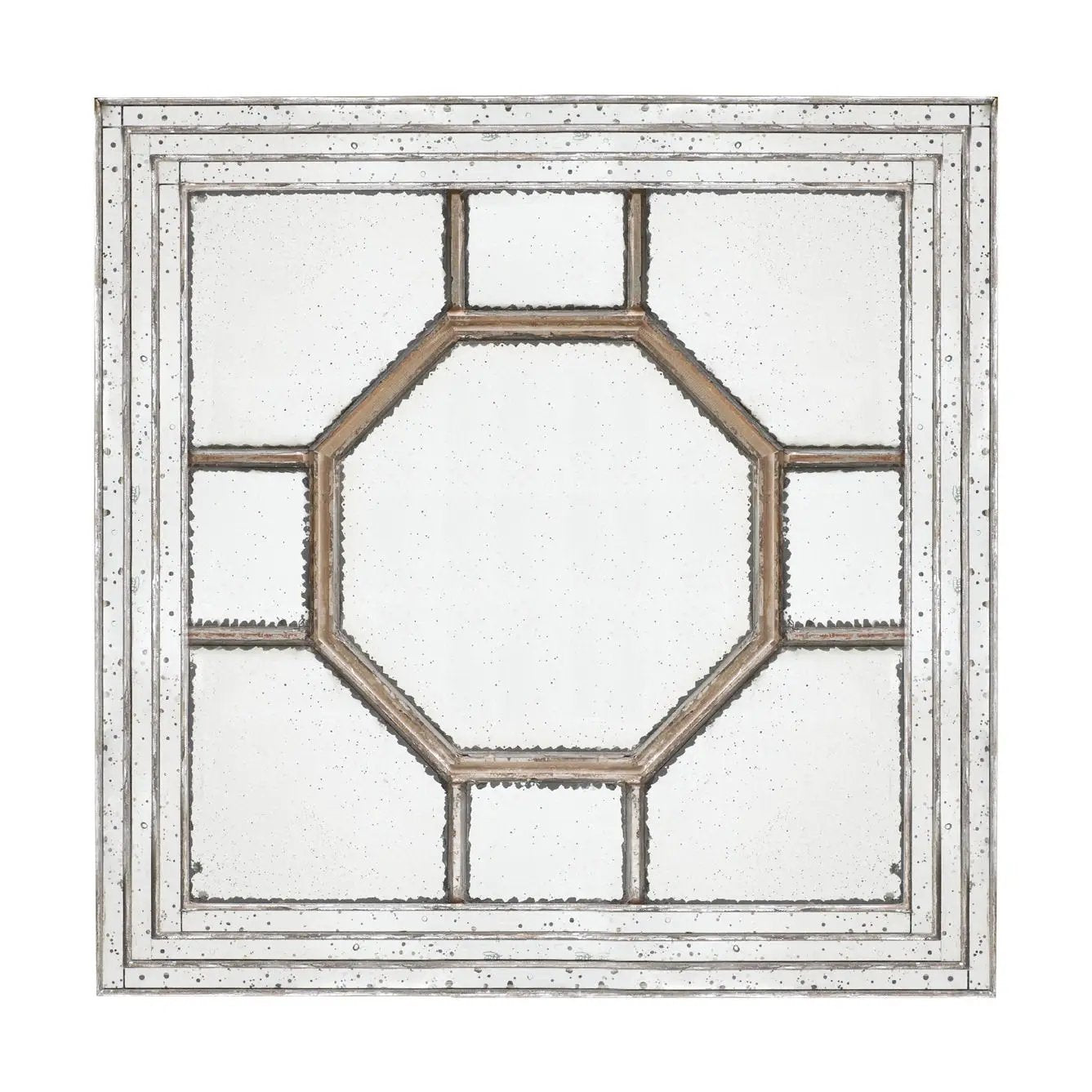 Antique Style Decorative Square Wall Mirror With Mirrored Frame, Wall Decor For Living Room Entryway, Console Lean Against Wall - Silver by Unique Piece Furniture