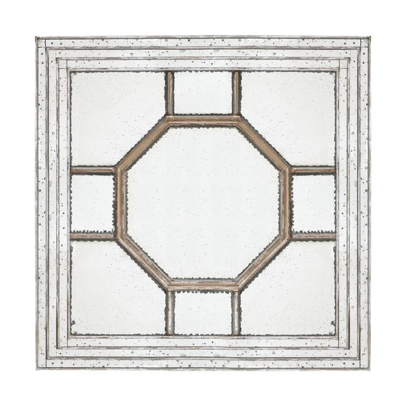 Antique Style Decorative Square Wall Mirror With Mirrored Frame, Wall Decor For Living Room Entryway, Console Lean Against Wall - Silver by HouseOfZazla