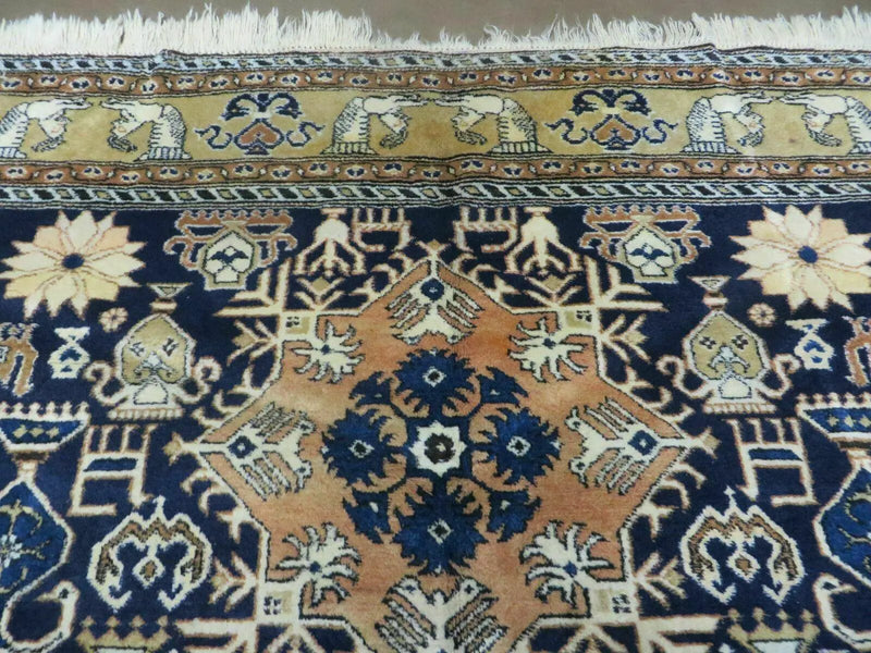 Persian Qum Rug 5.6 x 8.8, Navy Blue by Jewel Rugs