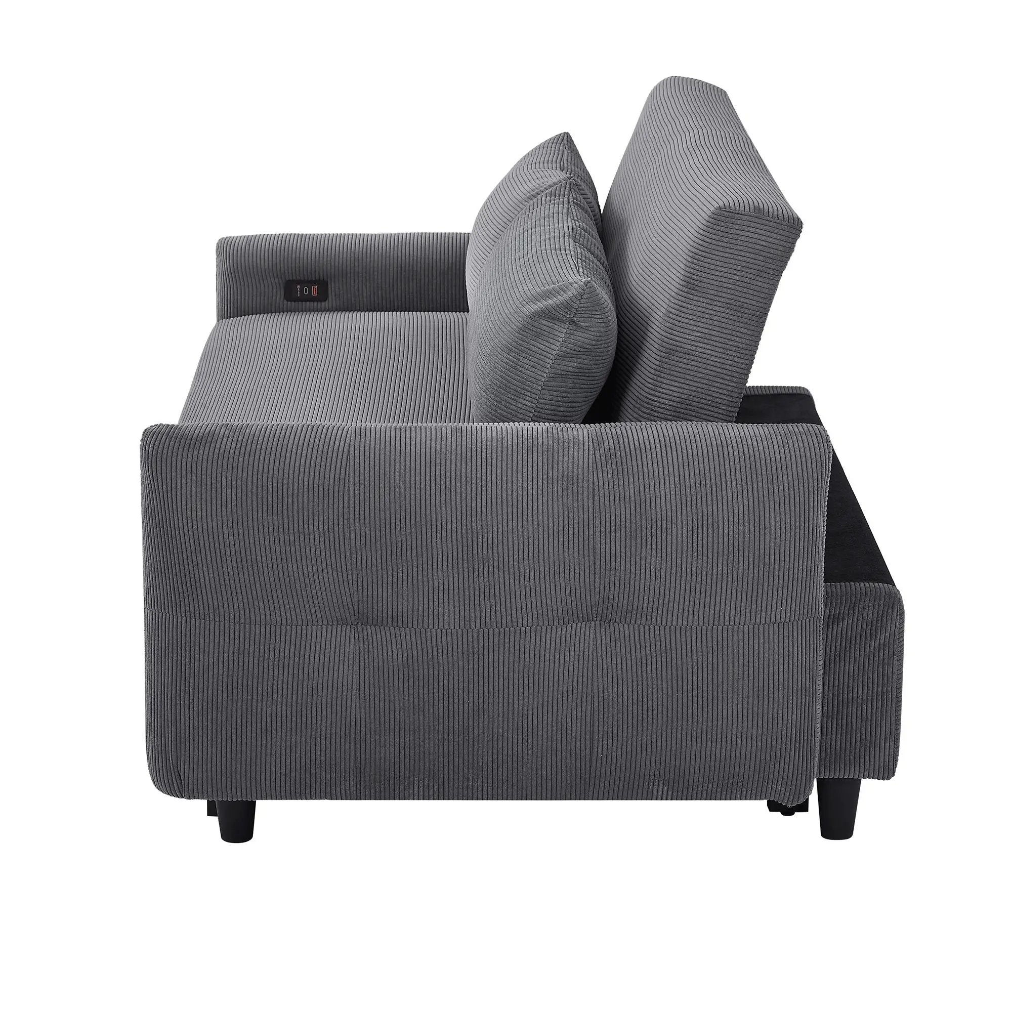 Pull-Out 2 Seat Modern Sleeper Sofa With 2 Throw Pillows And USB Ports by HouseOfZazla