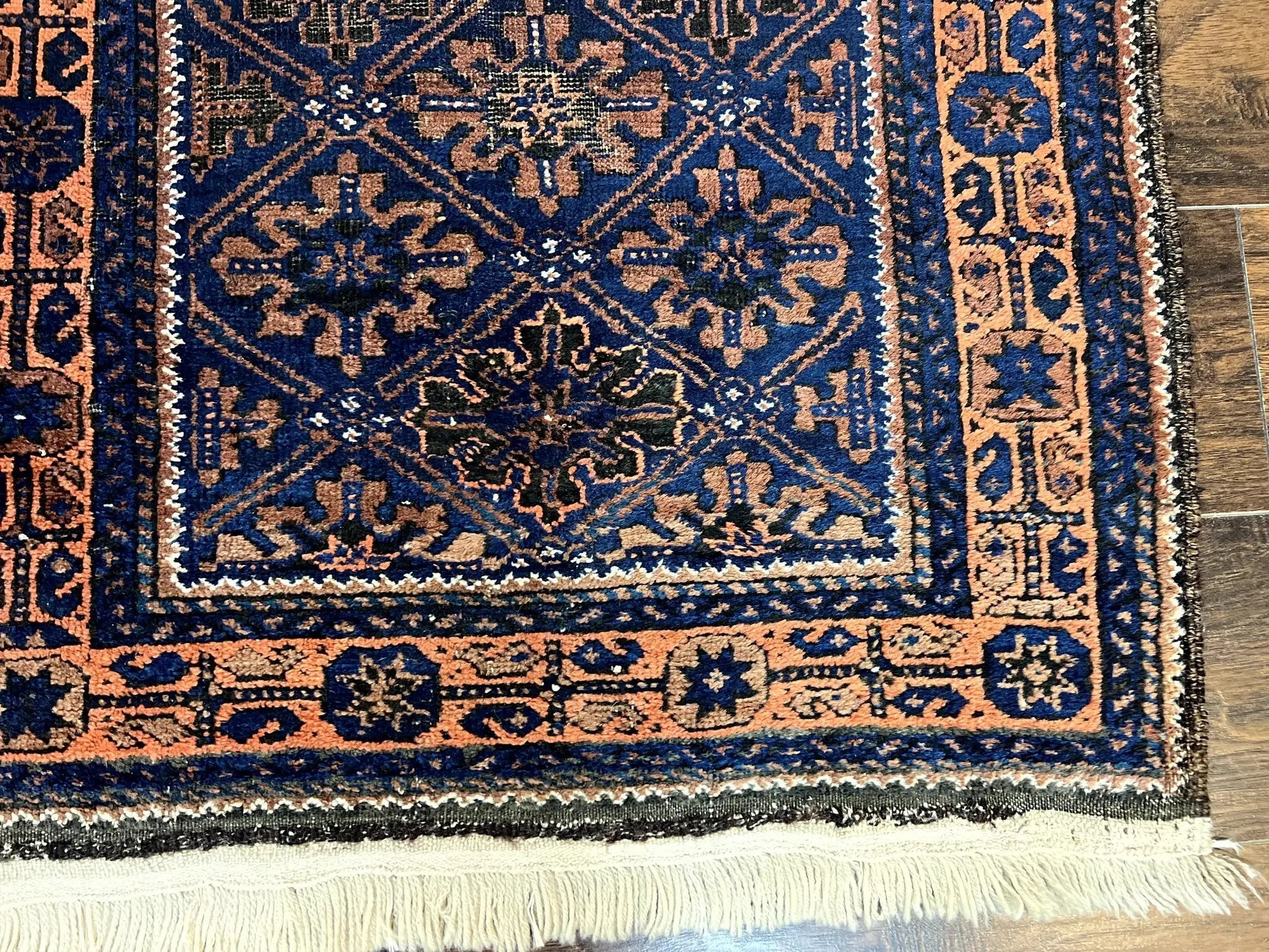 Small Antique Persian Rug 2.7 x 4.7, Handmade Wool Rug, Navy Blue, Balouch Rug, Tribal Rug by Jewel Rugs
