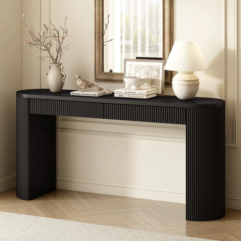 U_STYLE 58.3" Entryway Table with Large Top and Dual Drawers by HouseOfZazla