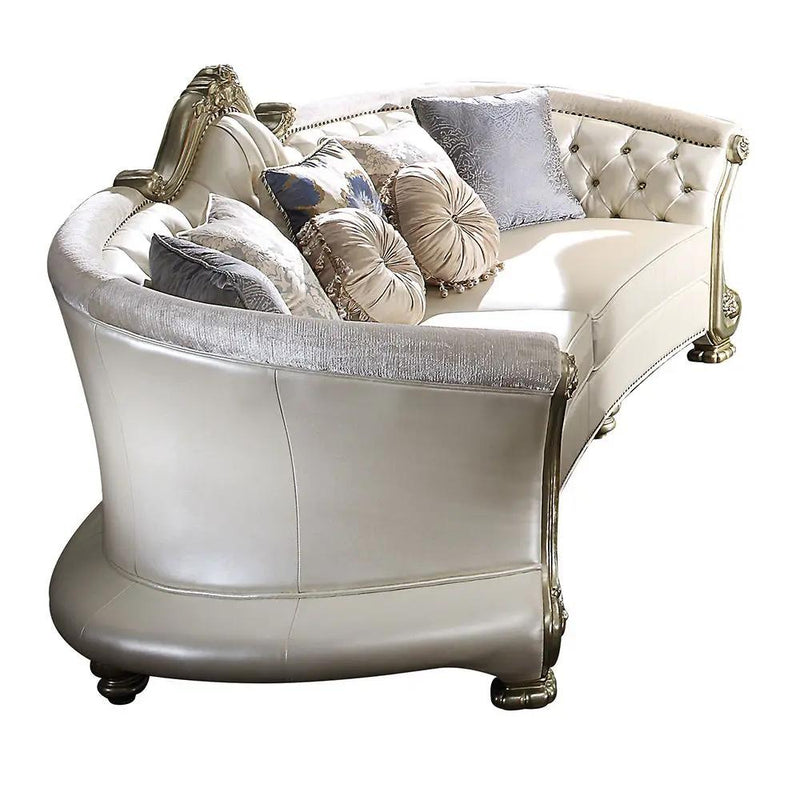 Dresden II - Sofa With 7 Pillows - Pearl Synthetic Leather & Gold Patina by Unique Piece Furniture