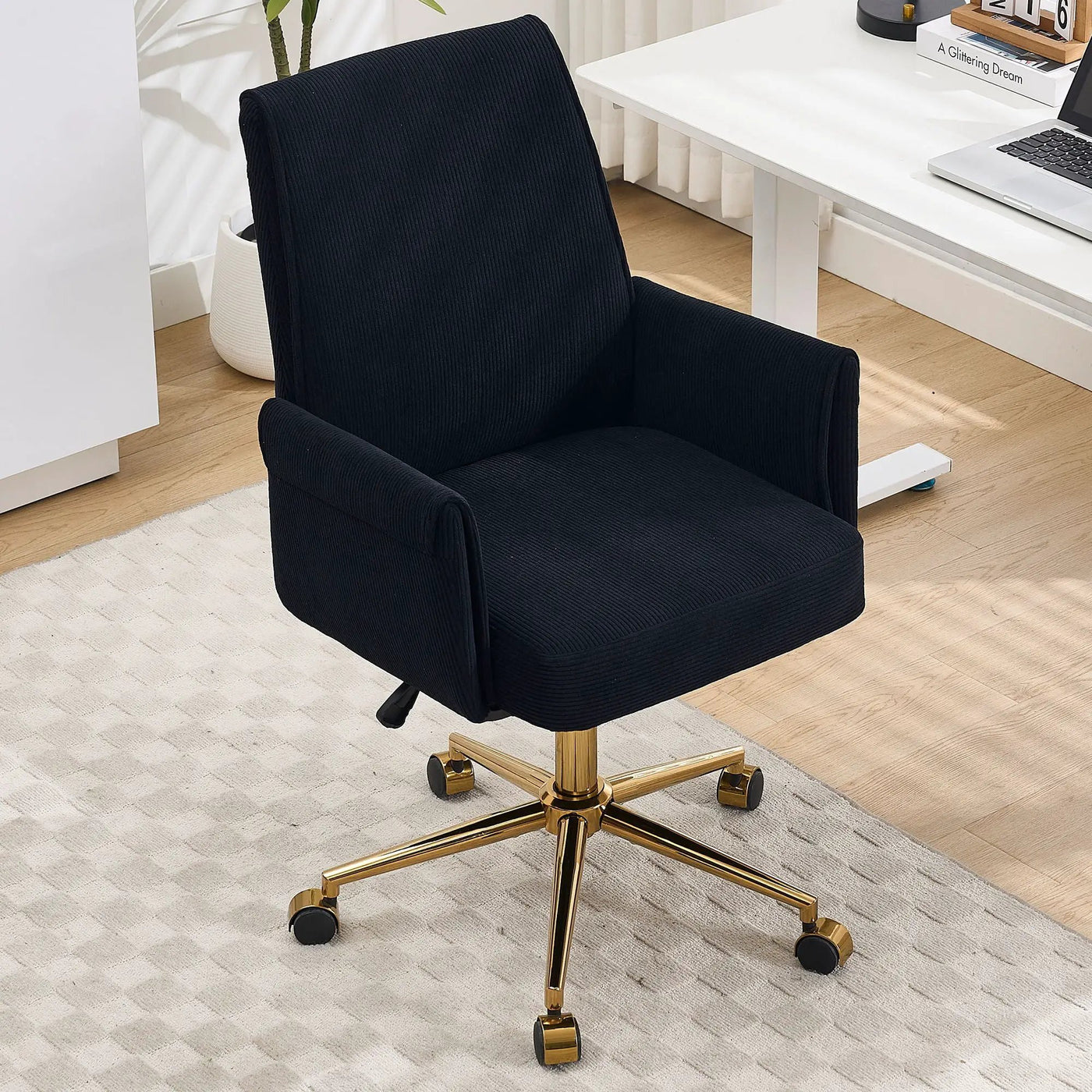 Ergonomic Mid-Back Office Chair With Striped Fabric by Unique Piece Furniture