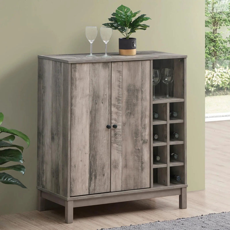 Wine Cabinet With 2 Doors - Gray by HouseOfZazla
