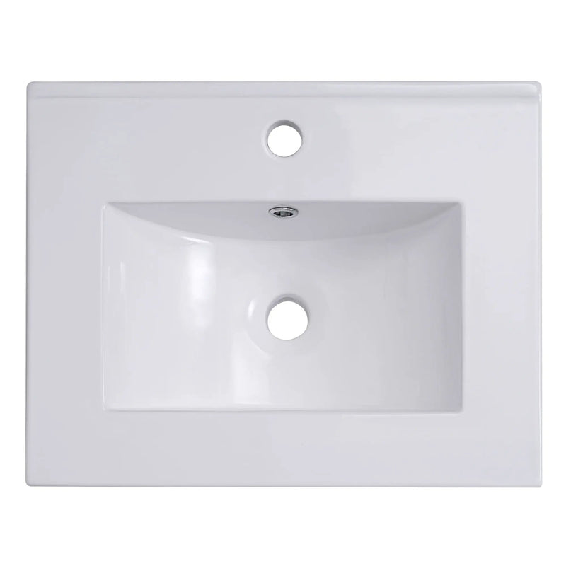 Modern Small Bathroom Vanity Cabinet With Ceramic Basin, Ample Storage, 1 Soft Close Door by HouseOfZazla