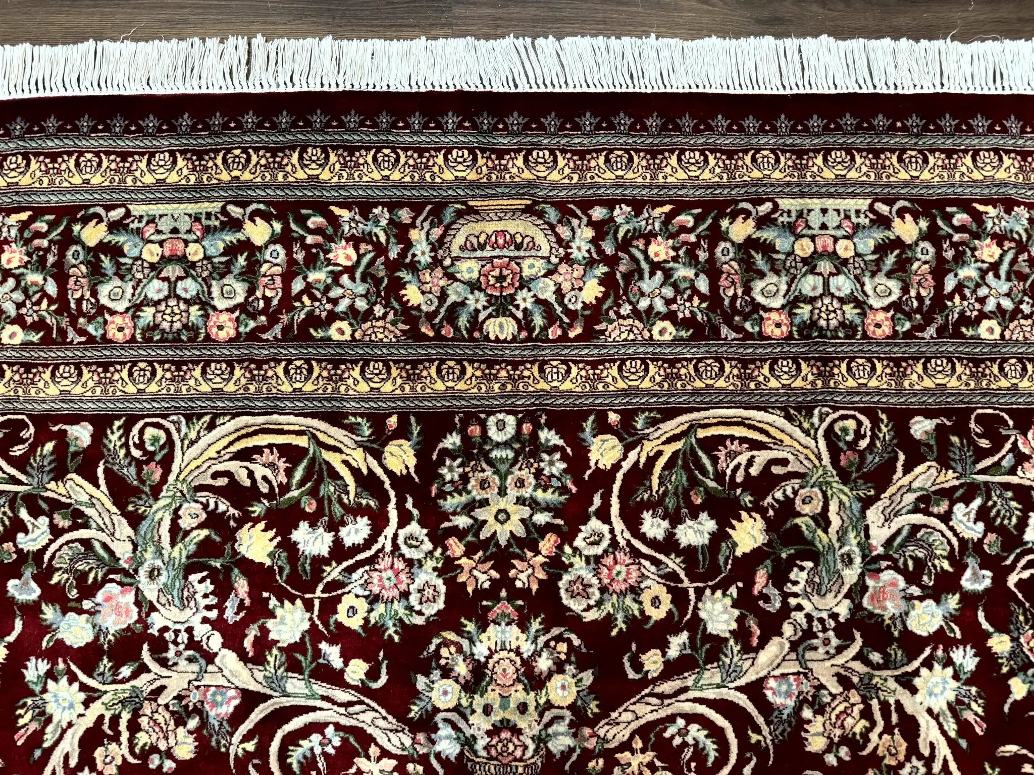 Burgundy Persian Rug 8x10, Pak Persian Floral Carpet, Very Fine 300 KPSI by Jewel Rugs