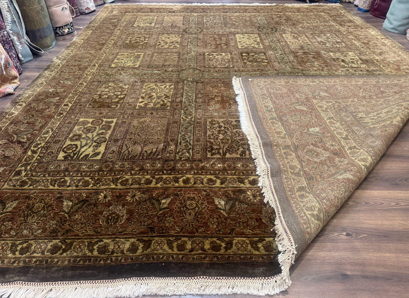 Large Indian Wool Rug 12x14, Wool Handmade Panel Design Carpet, Traditional, Palace Size by Jewel Rugs