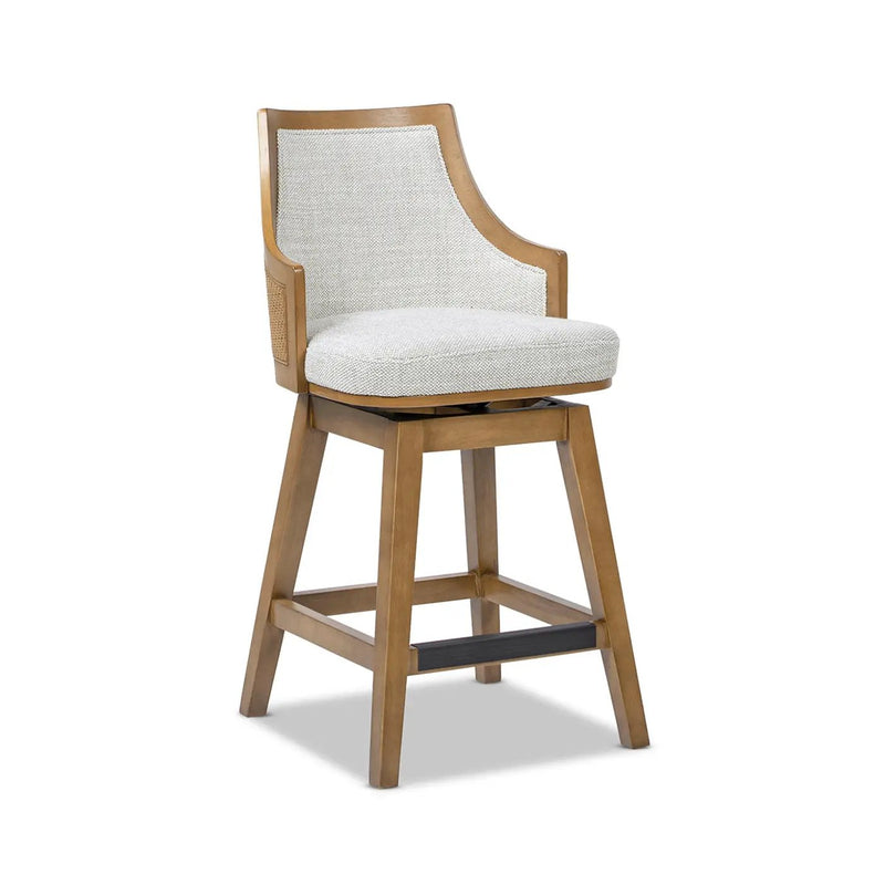 Bahama 26" Cane Rattan High-Back Swivel Counter Stool with Recessed Arms by HouseOfZazla