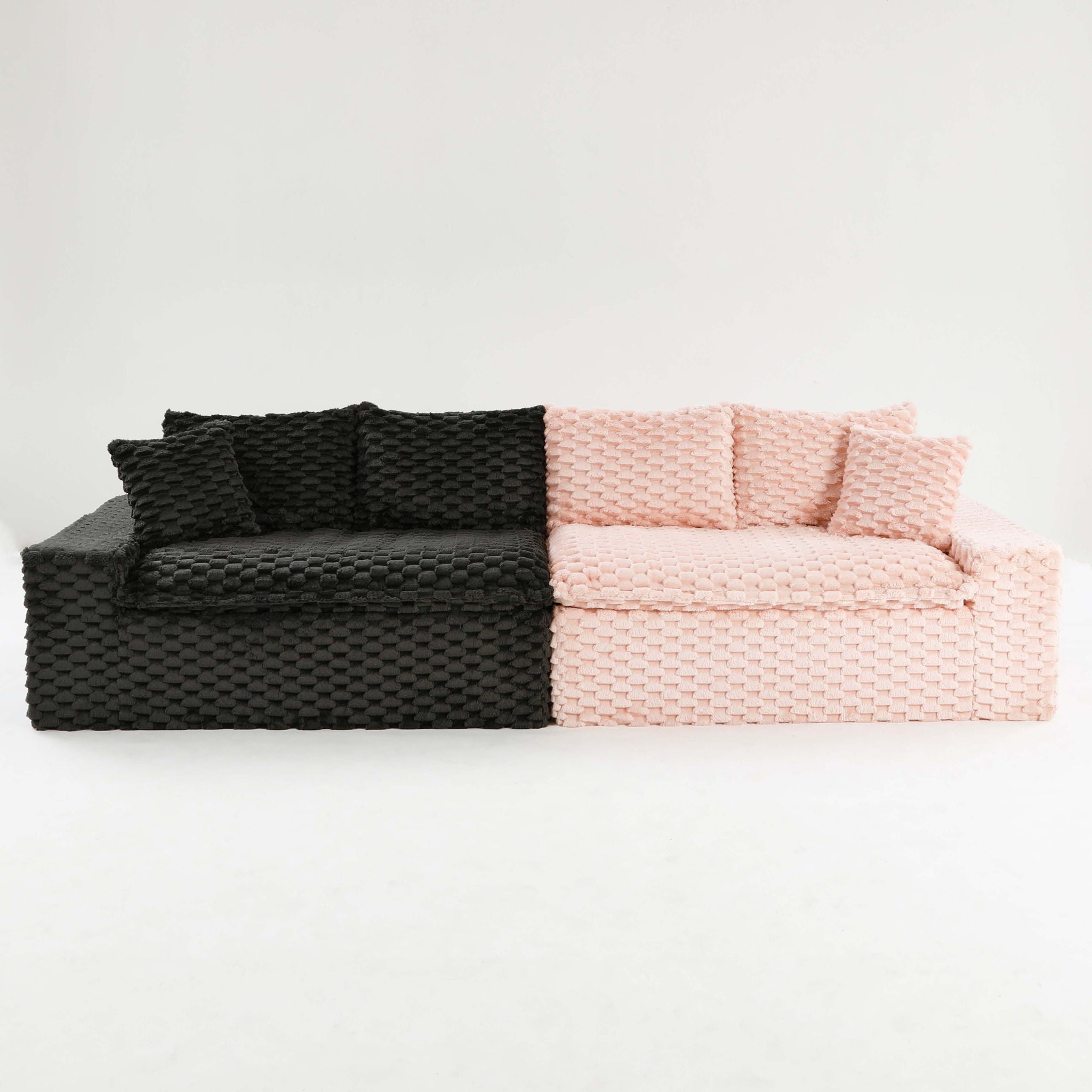 Multifunctional Sofa Pink Black, Fits 4 People by HouseOfZazla