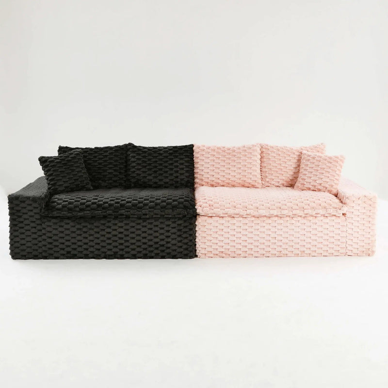Multifunctional Sofa Pink Black, Fits 4 People by HouseOfZazla
