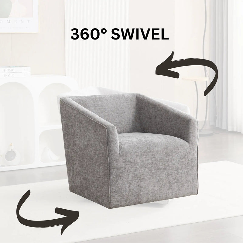 Nice Modern Upholstered Barrel Armchair, 360° Swivel by HouseOfZazla