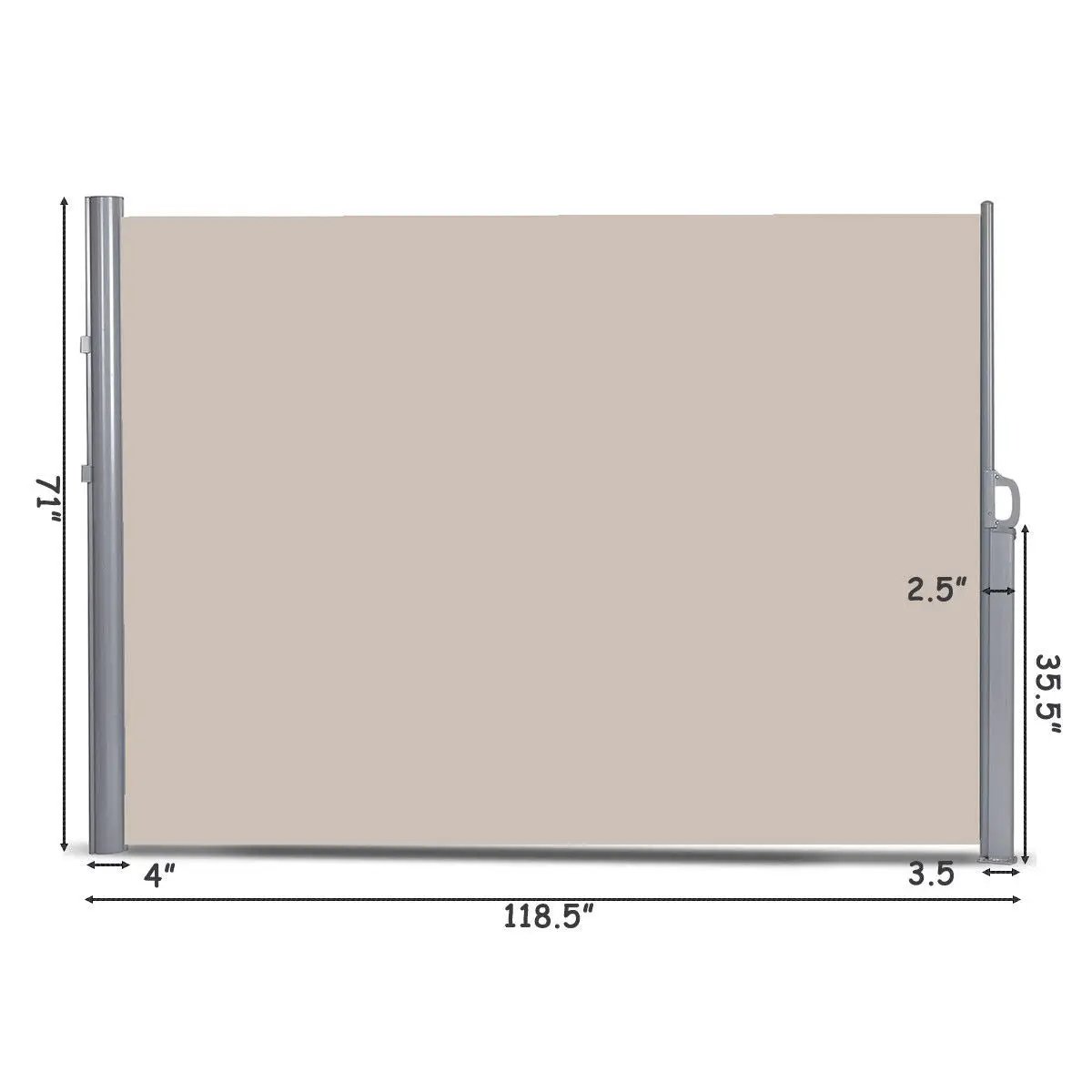 118.5 x 71 Inch Patio Retractable Folding Side Awning Screen by DirectDeals