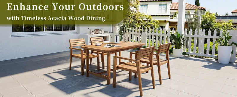 U_STYLE 5-Piece Outdoor Acacia Wood Dining Set by HouseOfZazla