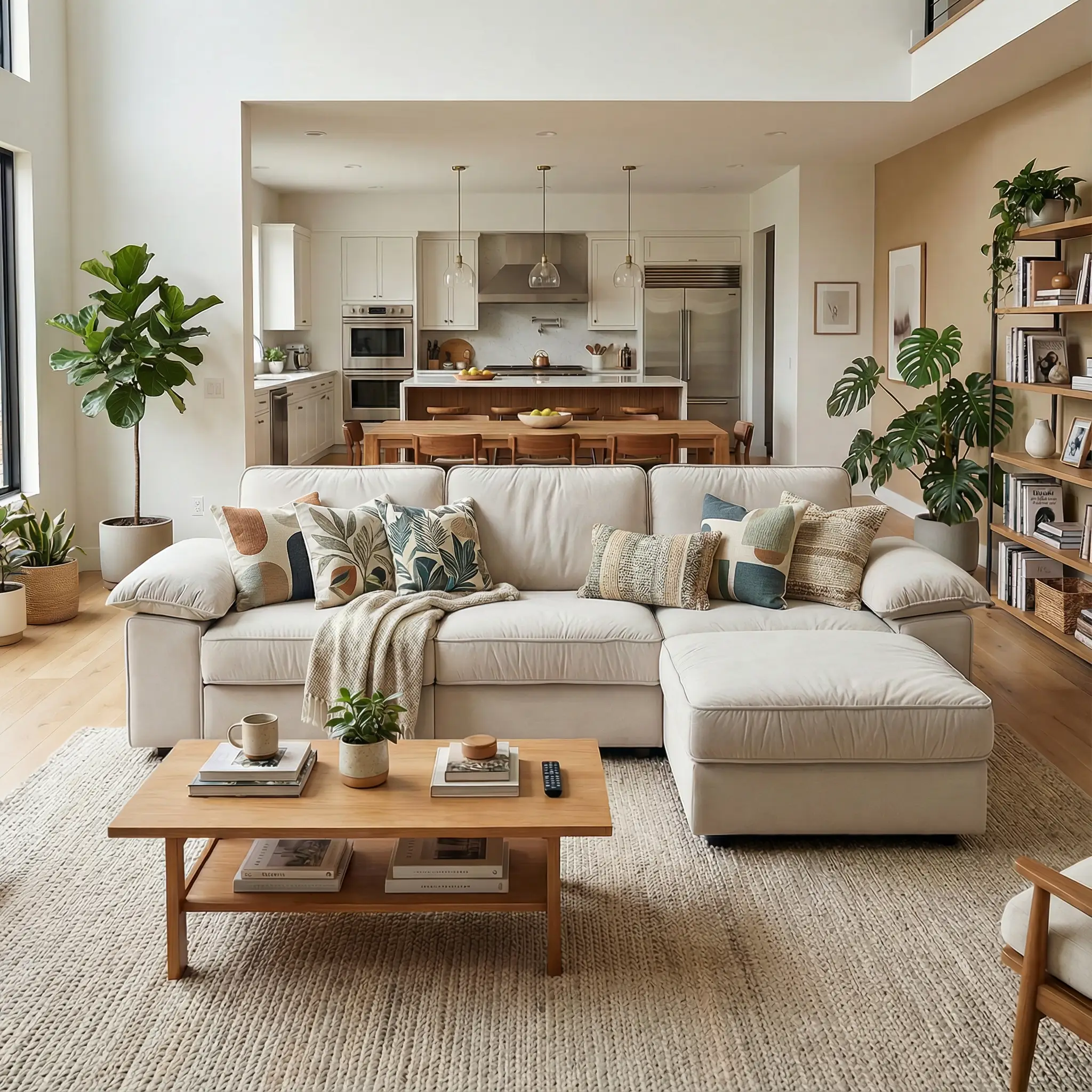 Modern L-Shaped Sectional Sofa with Ottoman - 105.5 Inch by HouseOfZazla