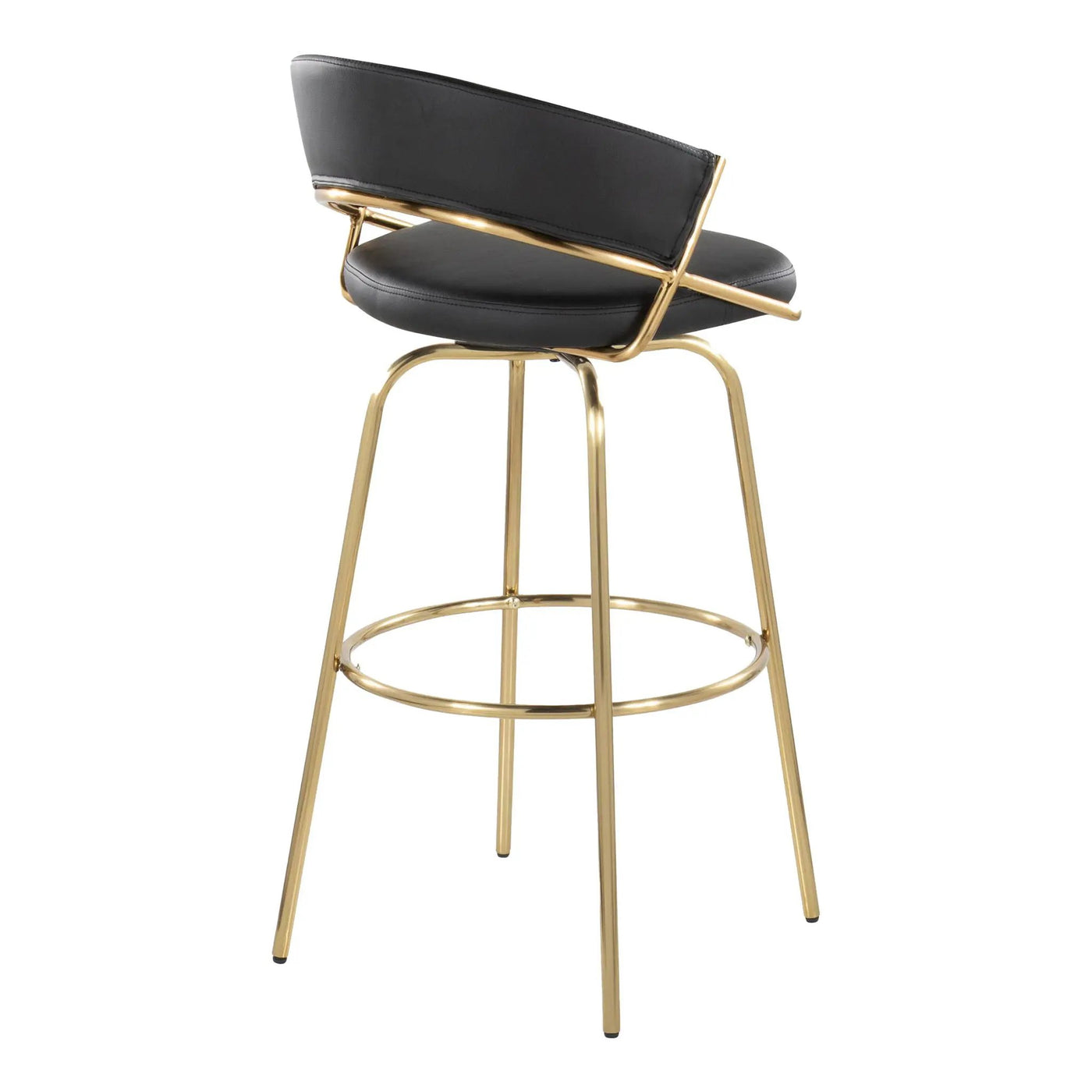 Jie - Fixed Height Contemporary Barstool With Swivel With Round Footrest (Set of 2) by HouseOfZazla