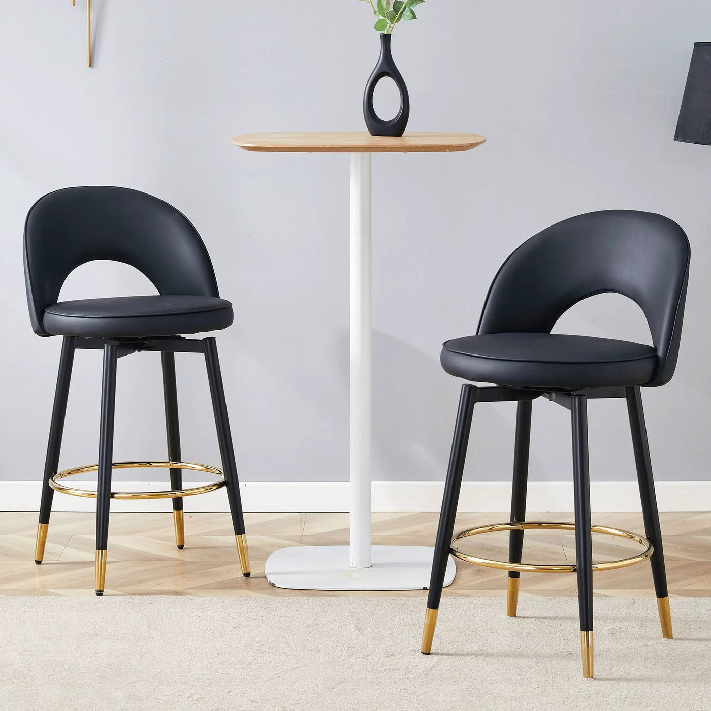 Modern Upholstered 360° Rotatable Bar Chair With Metal Legs For Dining Room (Set of 2) by Unique Piece Furniture