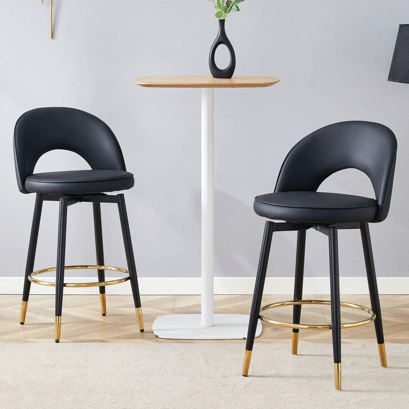 Modern Upholstered 360° Rotatable Bar Chair With Metal Legs For Dining Room (Set of 2) by Unique Piece Furniture