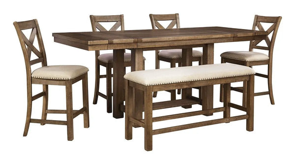 Moriville - Ensemble table de salle à manger rectangulaire - Hauteur comptoir