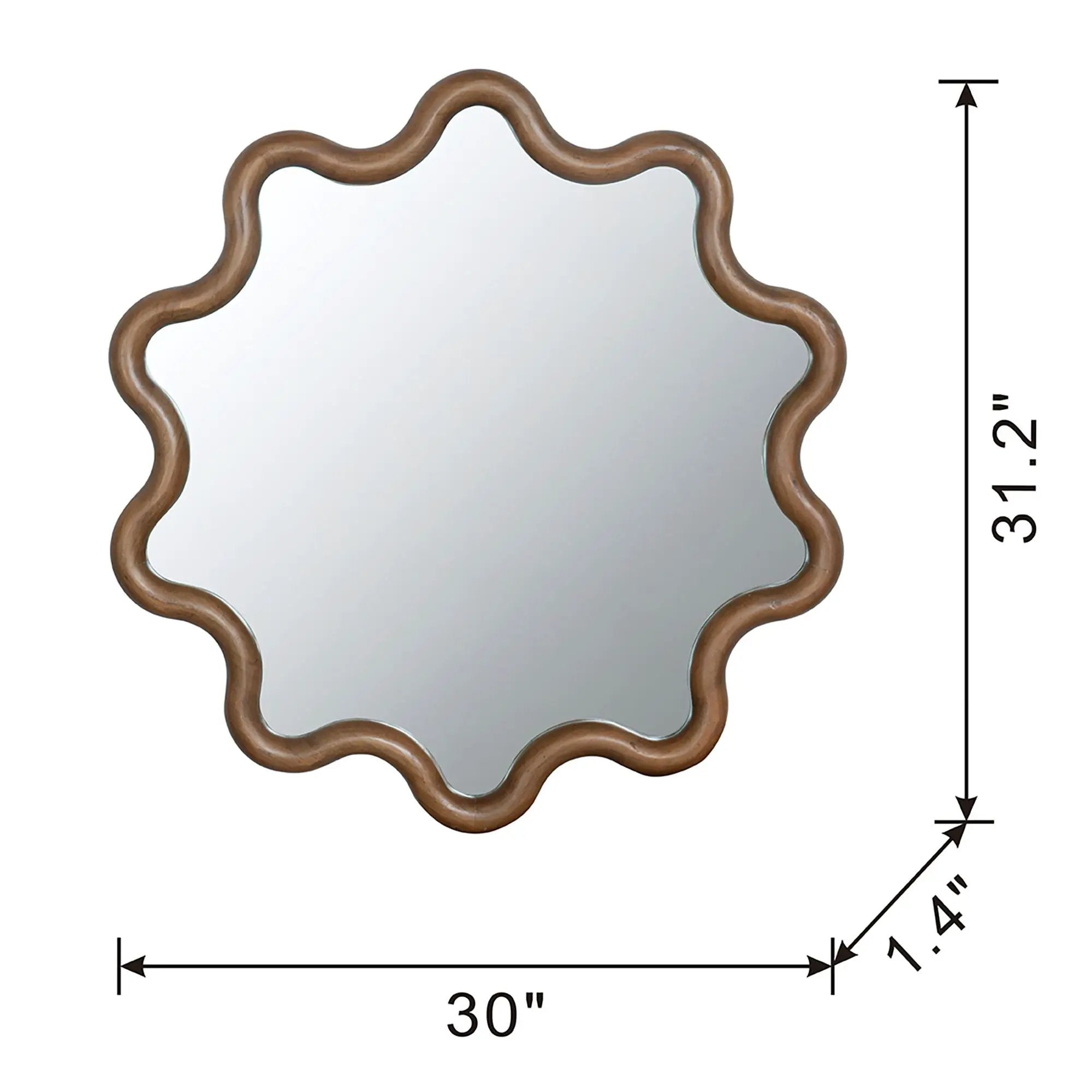 Wooden Accent Mirror With Unique Frame, Wall Mirror For Living Room Bedroom Entryway - Brown by Unique Piece Furniture