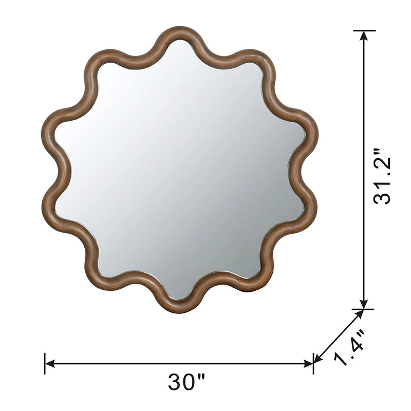 Wooden Accent Mirror With Unique Frame, Wall Mirror For Living Room Bedroom Entryway - Brown by Unique Piece Furniture
