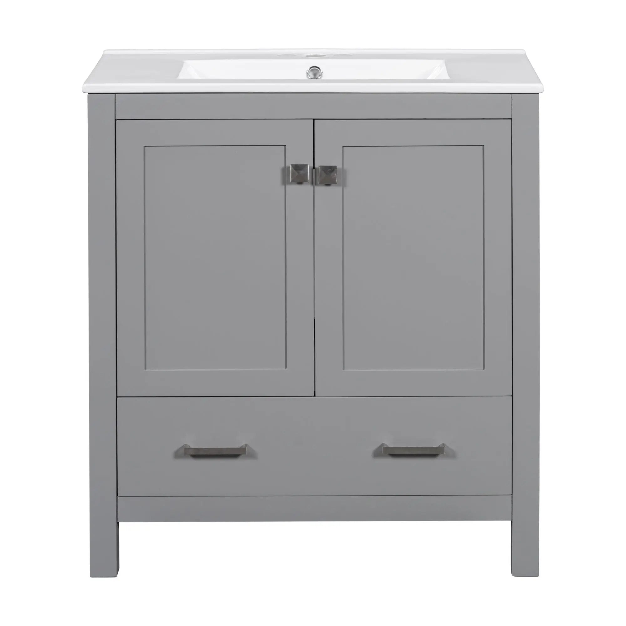 Bathroom Vanity With Single Sink, Combo Cabinet Undermount Sink, Bathroom Storage Cabinet With Two Doors And A Drawer, Soft Closing, Multifunctional Storage, Solid Wood Frame by HouseOfZazla