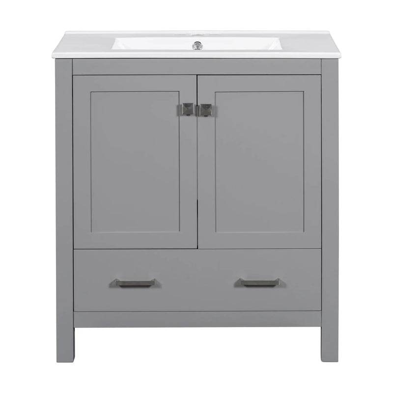 Bathroom Vanity With Single Sink, Combo Cabinet Undermount Sink, Bathroom Storage Cabinet With Two Doors And A Drawer, Soft Closing, Multifunctional Storage, Solid Wood Frame by HouseOfZazla