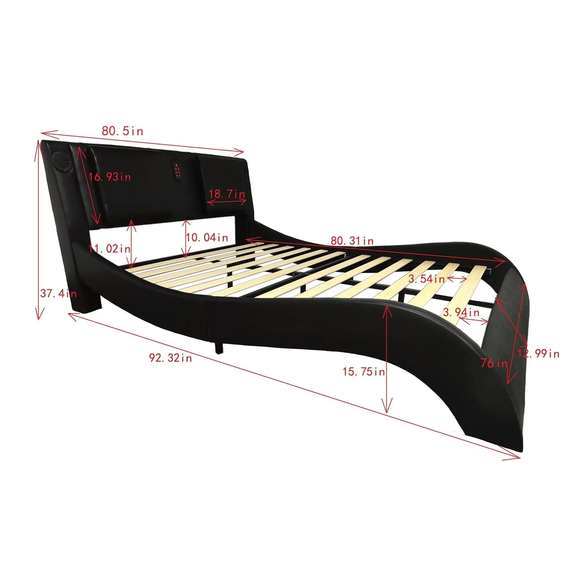 Platform Bed Frame With LED Lighting, tooth Music, Vibration Massage by Unique Piece Furniture