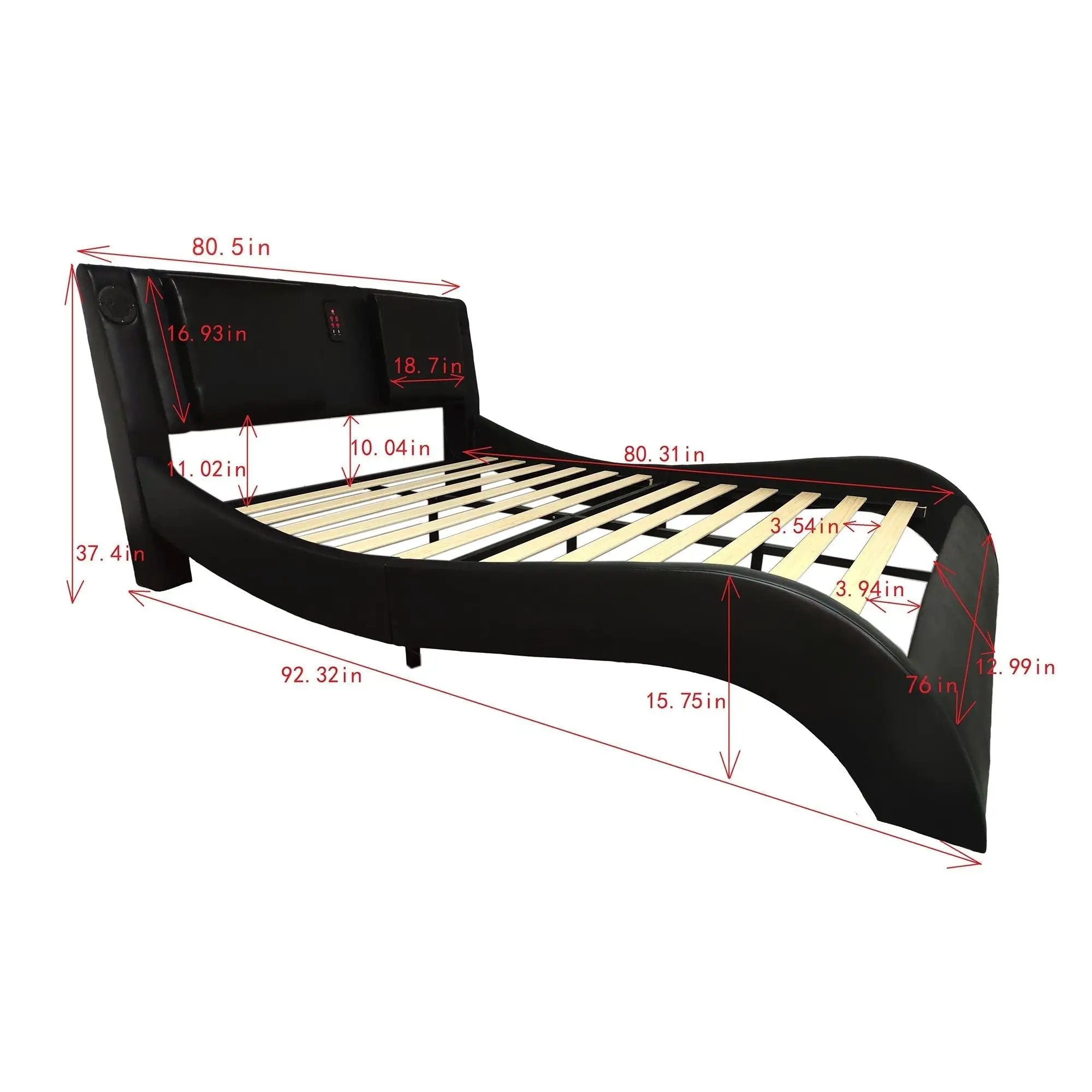 Platform Bed Frame With LED Lighting, Bluetooth Music, Vibration Massage by HouseOfZazla