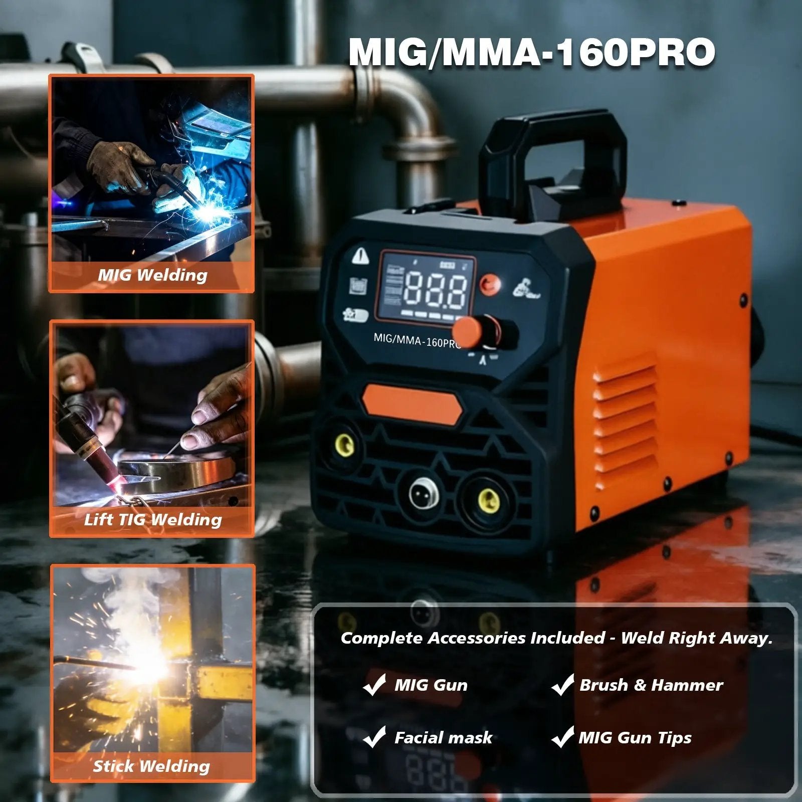 Dual Voltage 4-in-1 Welding Machine MMA/MIG-160 Pro by HouseOfZazla
