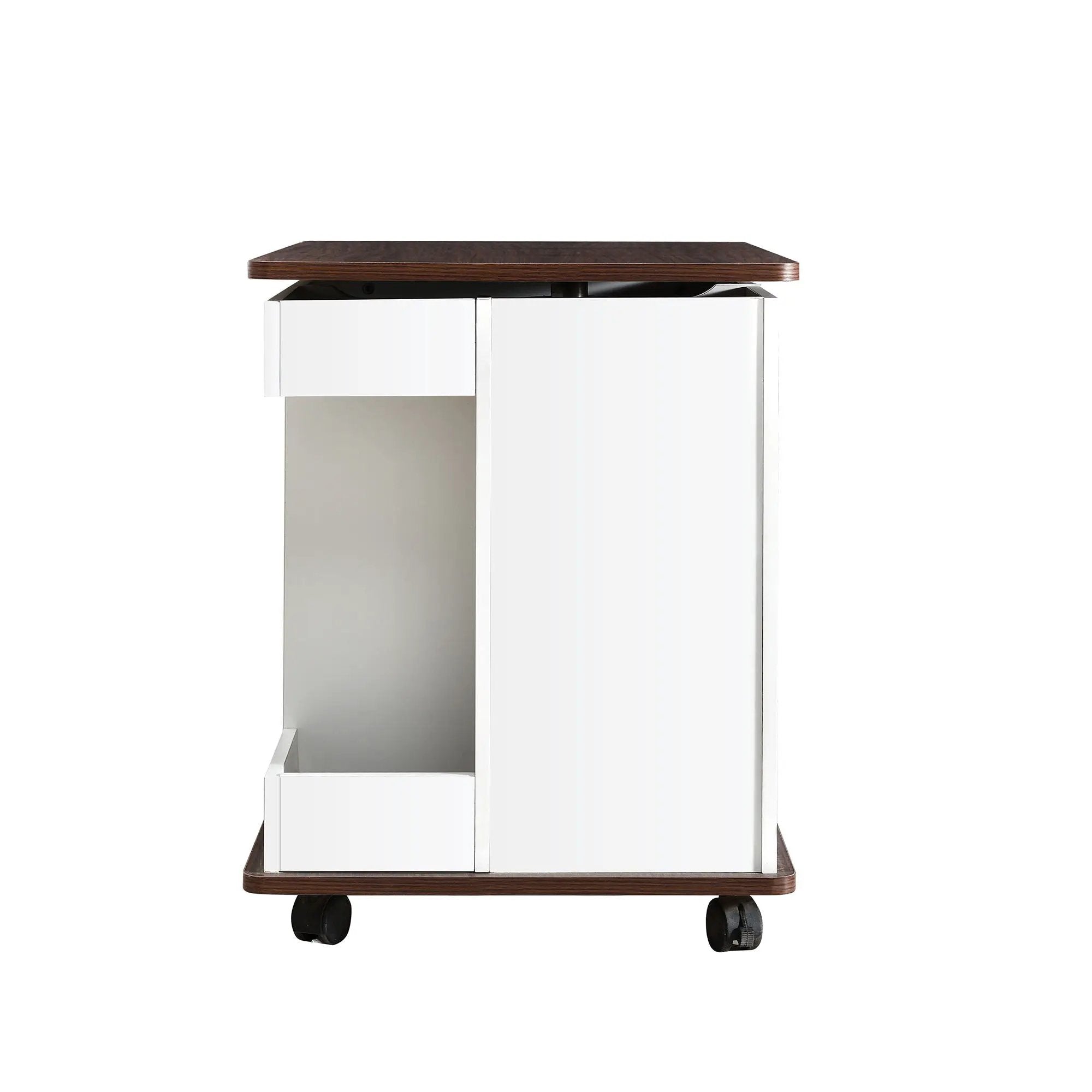 Adjustable End Table With Wheels, 360°Rotating Top And Storage Space by HouseOfZazla