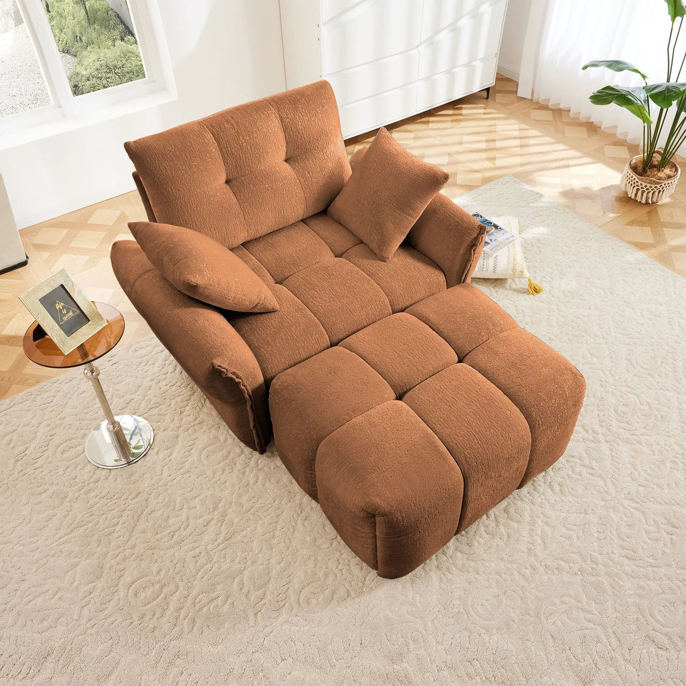 Ergonomic Single Seater Sofa With Ottoman, High Resilience Support Cushions by Unique Piece Furniture