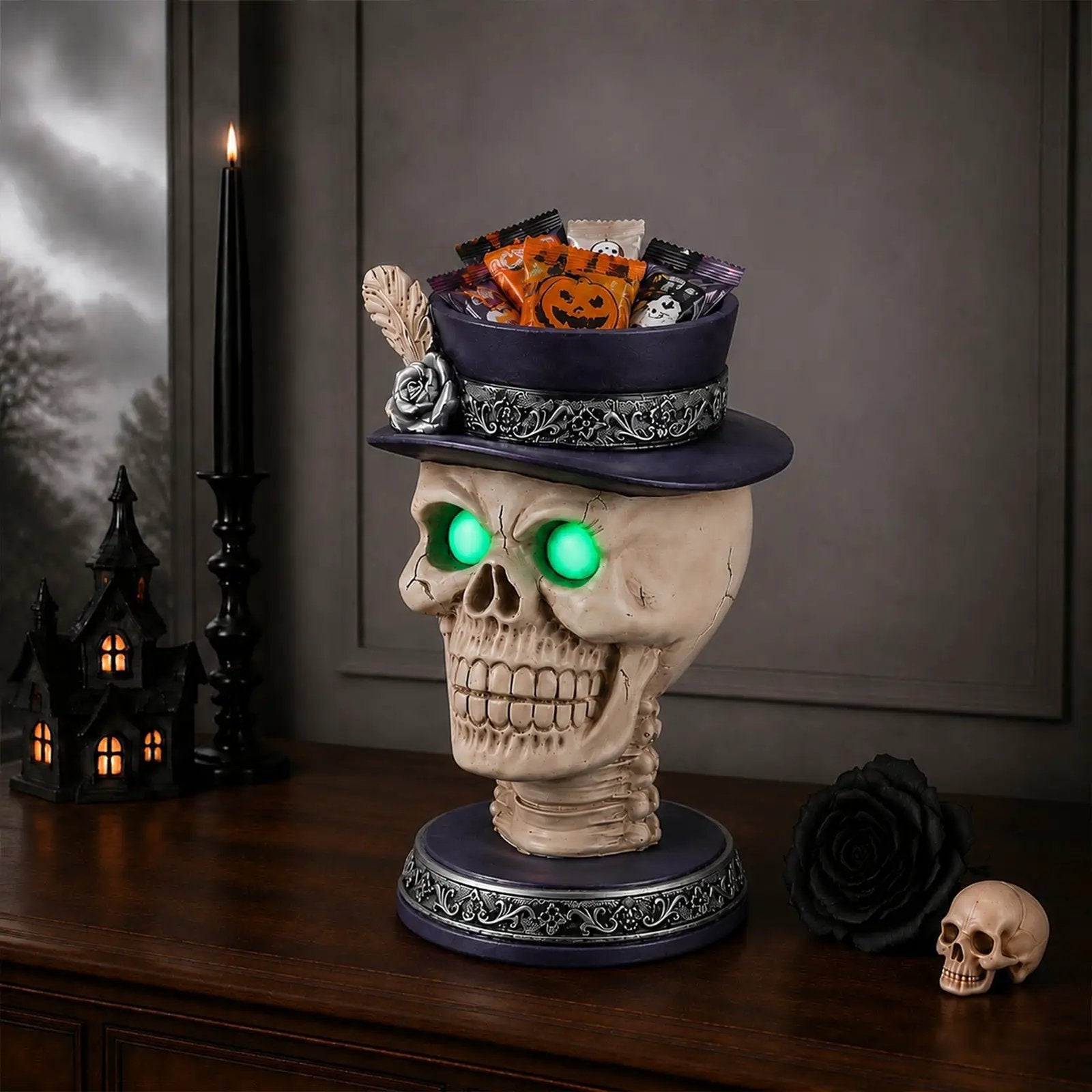 Halloween Skull Candle Holder with Glowing by HouseOfZazla