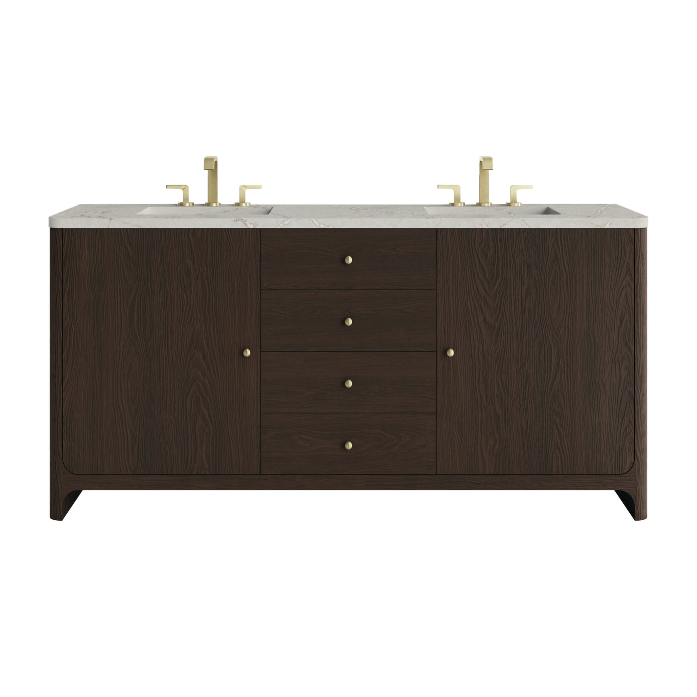 James Martin Gracyn 72" Double Bathroom Vanity, Sable with Victorian Silver (Quartz, Widespread) countertop