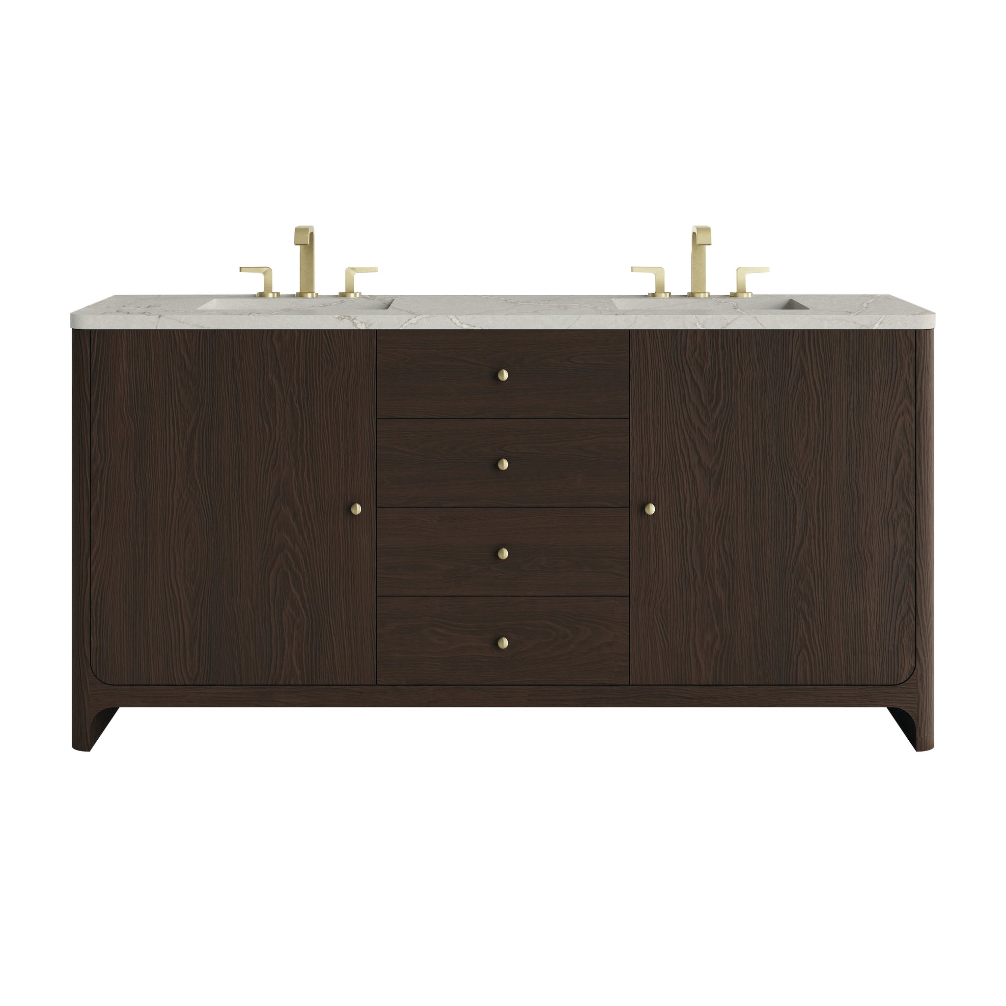 James Martin Gracyn 72" Double Bathroom Vanity, Sable with Victorian Silver (Quartz, Widespread) countertop