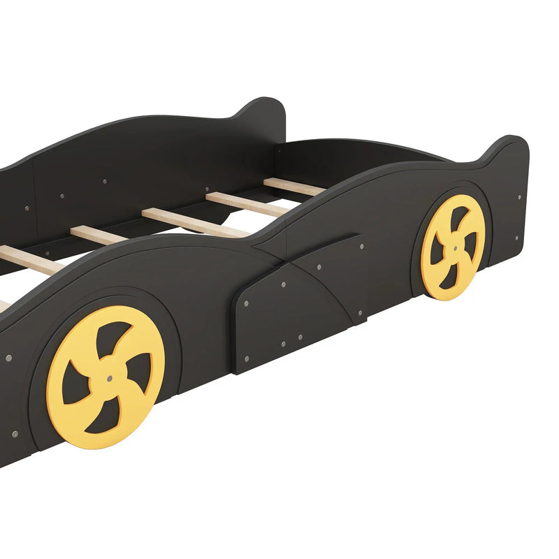 Race Car Shaped Platform Bed With Wheels And Storage by HouseOfZazla
